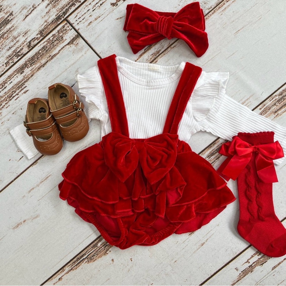 Red Velvet Baby girl valentine romper